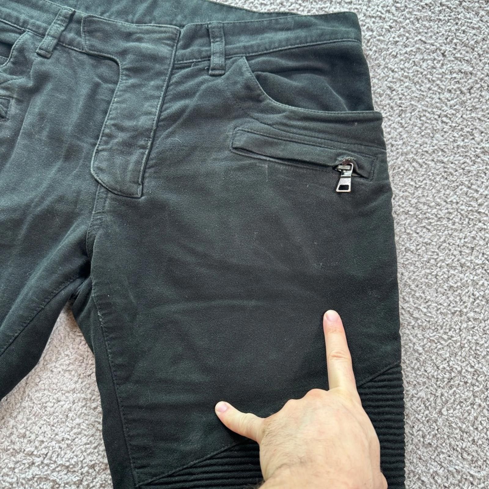 Other BALMAIN Paris Mens Black Moto Biker Jeans 33 Slim Fit Ribbed Size US 33 - 8 Thumbnail