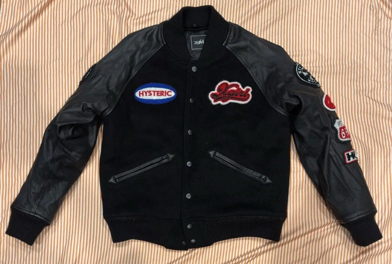 image of Hysteric Glamour X-Girl Varsity 25Th Anniversary Jacket in Black, Women's (Size Medium)