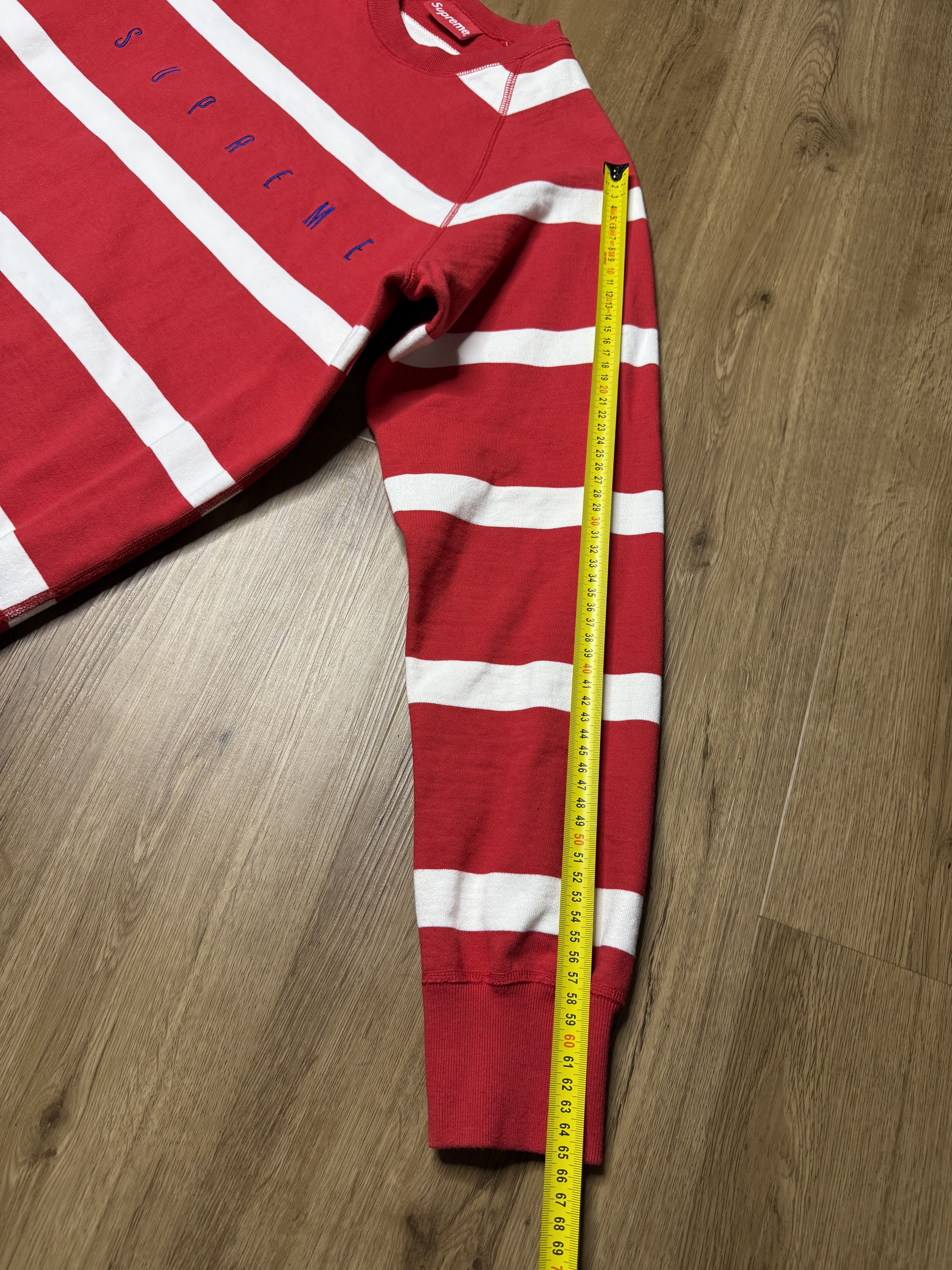 Supreme Supreme FW15 Striped Raglan Crewneck Red Size US M / EU 48-50 / 2 - 14 Thumbnail