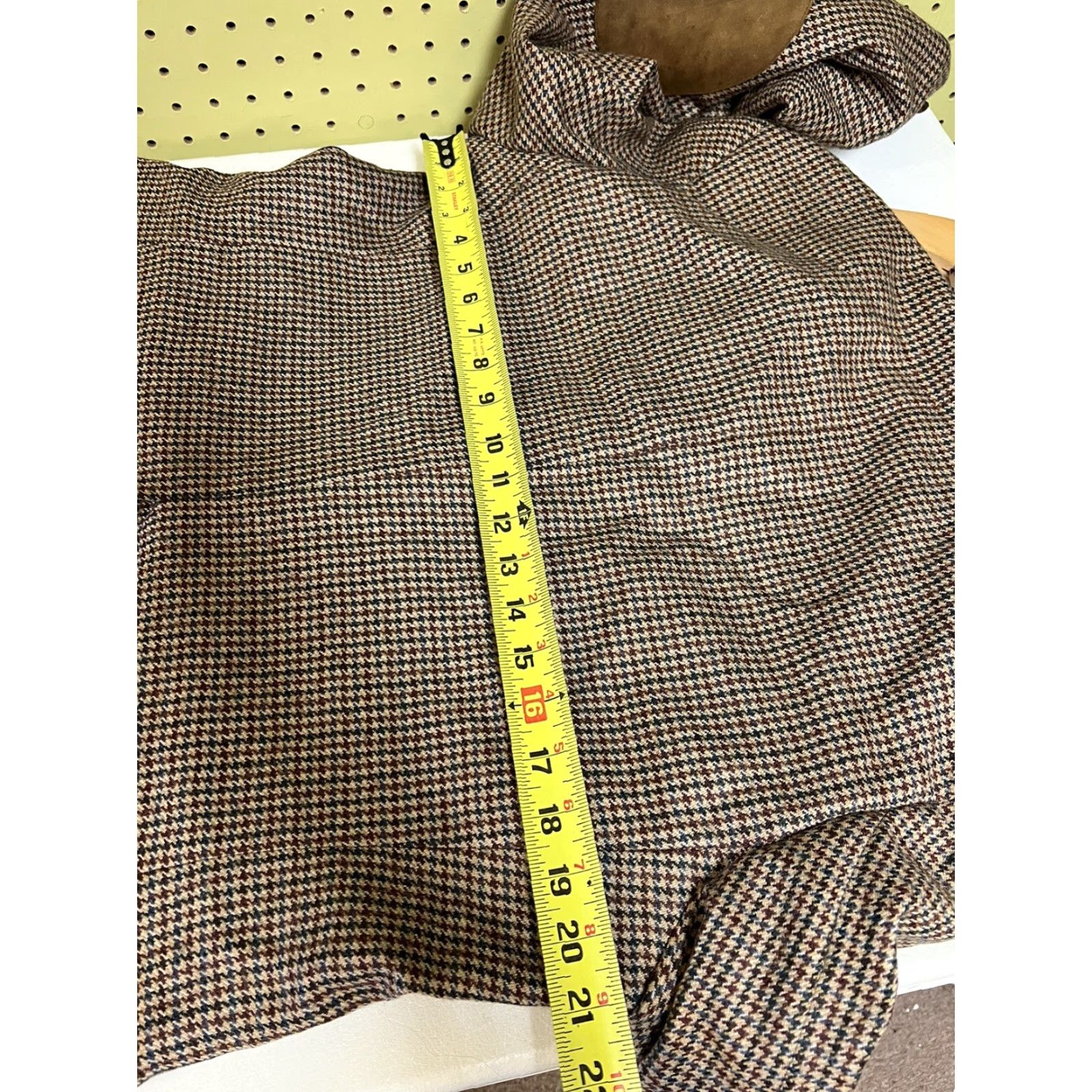 Vintage VINTAGE Wool Tweed Jacket 41L Tan Elbow Patch Houndstooth Check Blazer Sportcoat Size 42R - 6 Thumbnail