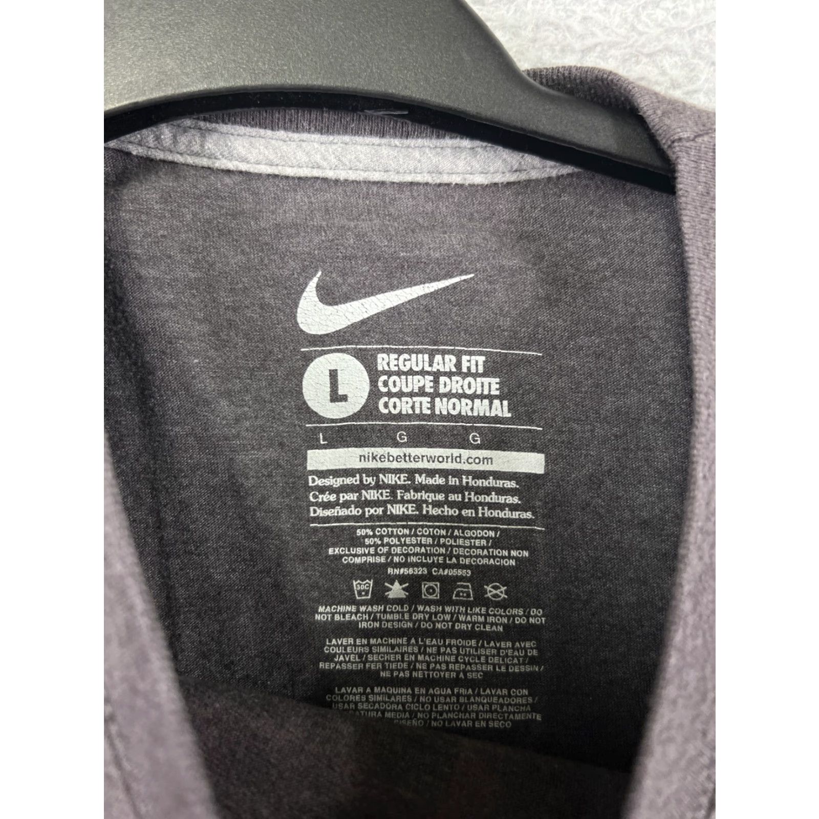 Nike Nike Dri-Fit Shirt Mens Large Gray Logo Print Cotton Crew Neck Size US L / EU 52-54 / 3 - 4 Thumbnail