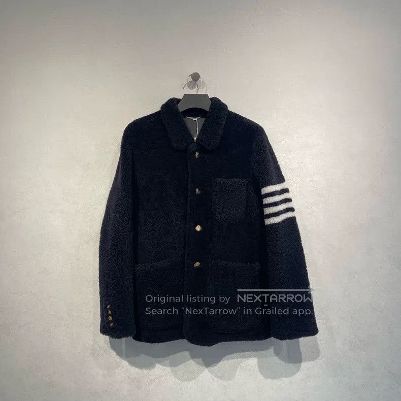 Thom Browne Thom Browne Blue Teddy Wool Coat Size US L / EU 52-54 / 3 - 1 Thumbnail