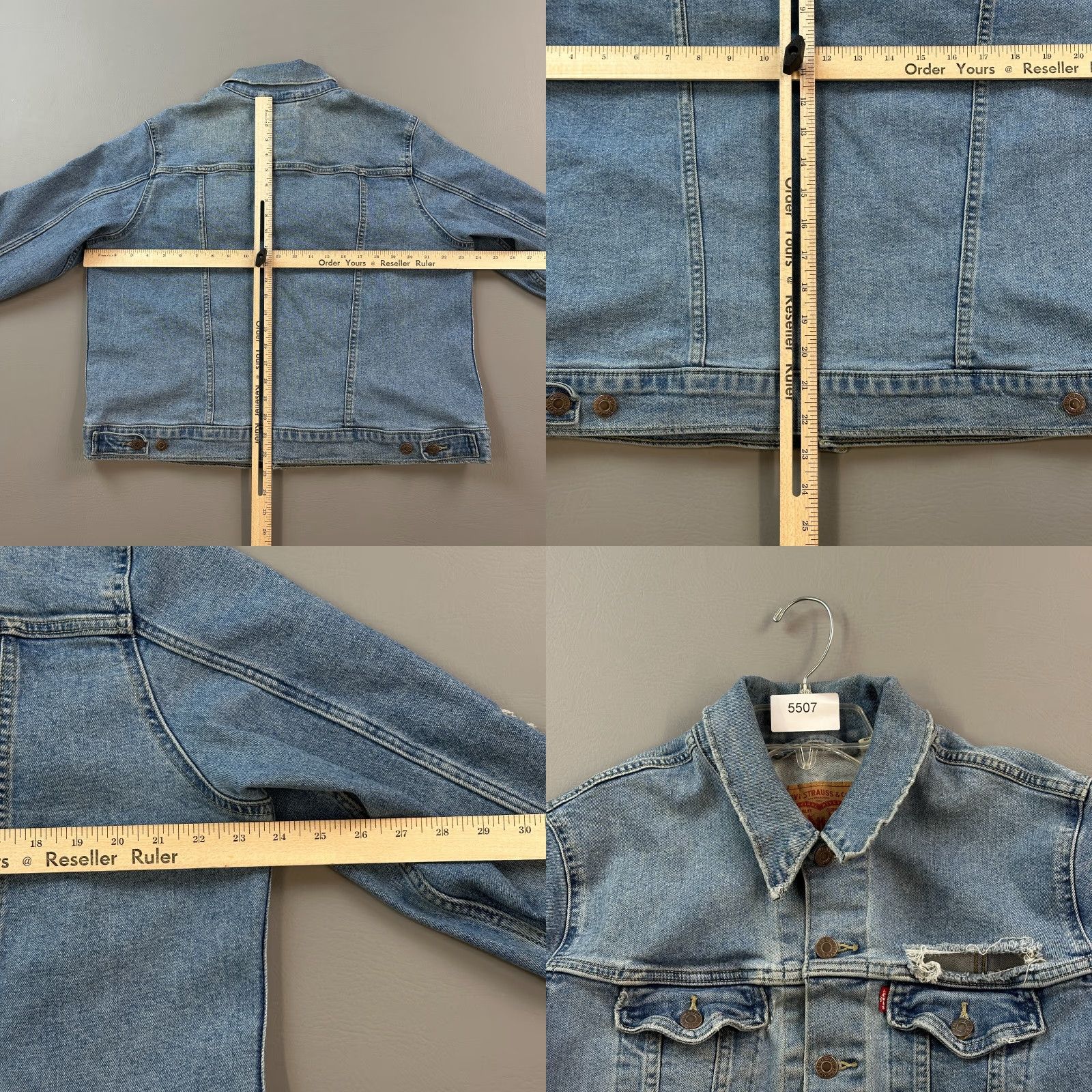Levi's VINTAGE Levi’s Jacket Women 1X Blue Medium Wash Denim Trucker Distressed Stretch Size XL / US 12-14 / IT 48-50 - 10 Thumbnail