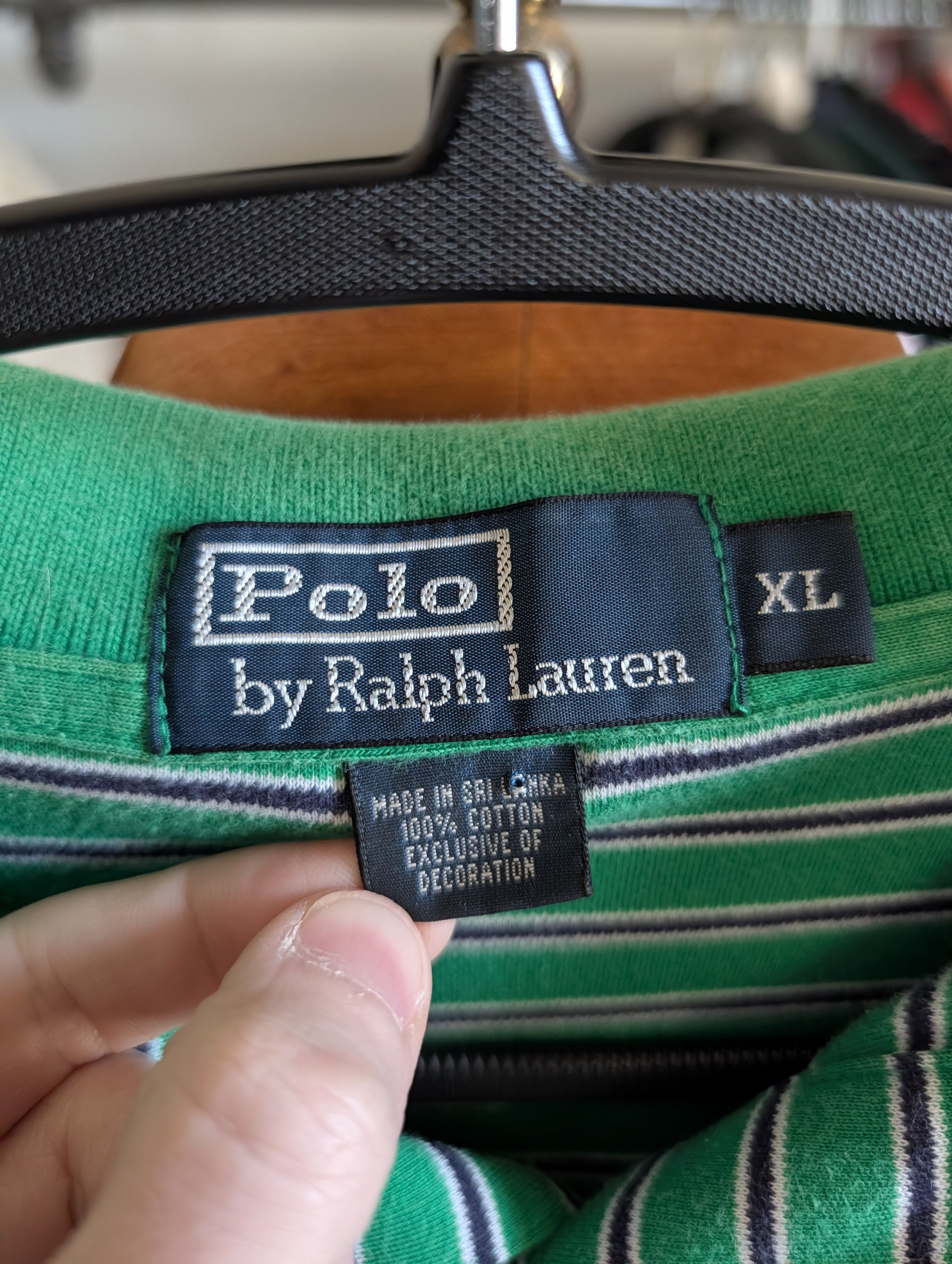 Polo Ralph Lauren Vintage green striped pink logo embroidered polo XL Size US XL / EU 56 / 4 - 9 Thumbnail
