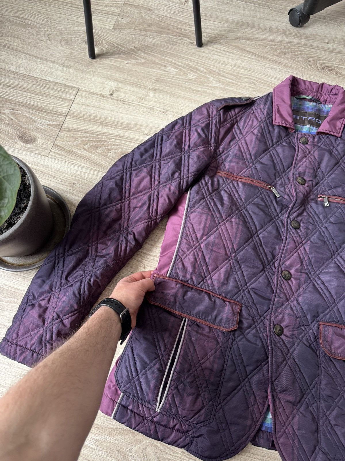 Etro Etro Purple Quilted Jacket Men’s Size US M / EU 48-50 / 2 - 3 Thumbnail