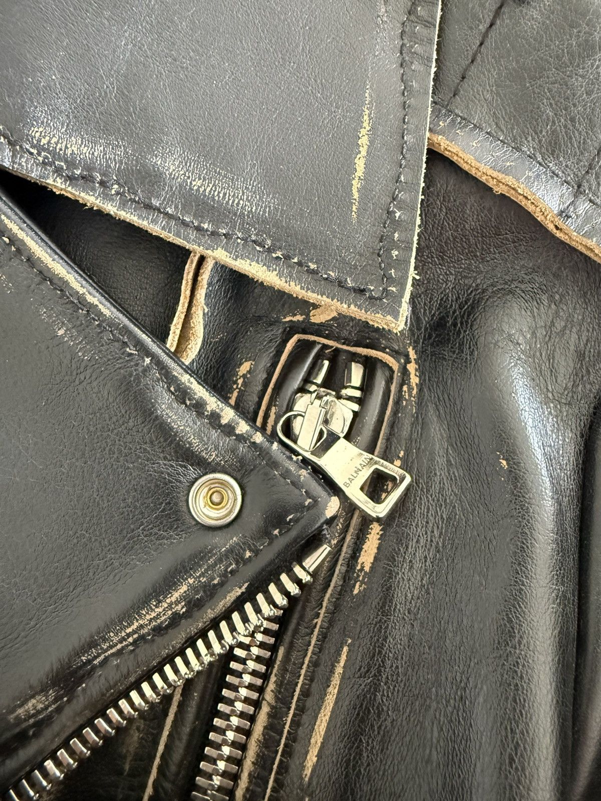 Balmain Balmain black aged leather biker jacket size 48 Size US M / EU 48-50 / 2 - 10 Thumbnail