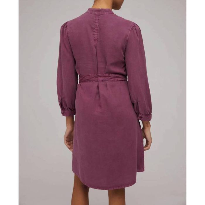 Bella Dahl Puff Sleeve Belted Shirt Dress In Purple Berry | Grailed