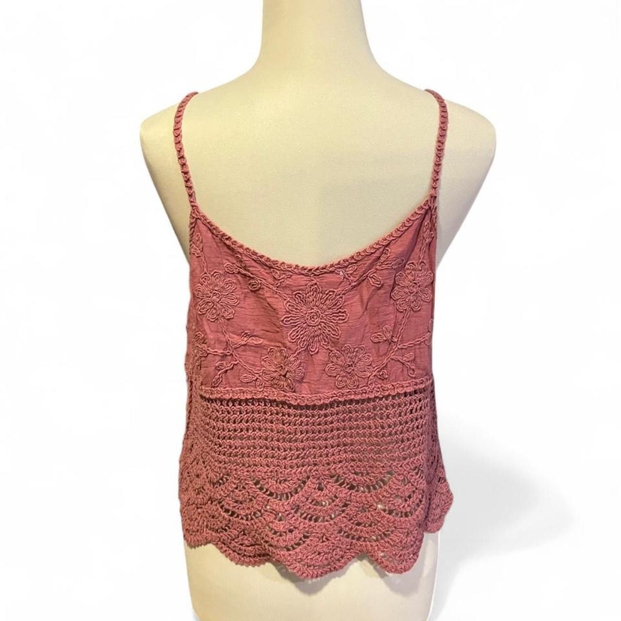 Other y2k cottage fairy pink crochet cami top w/ floral embroidery Size M / US 6-8 / IT 42-44 - 5 Thumbnail