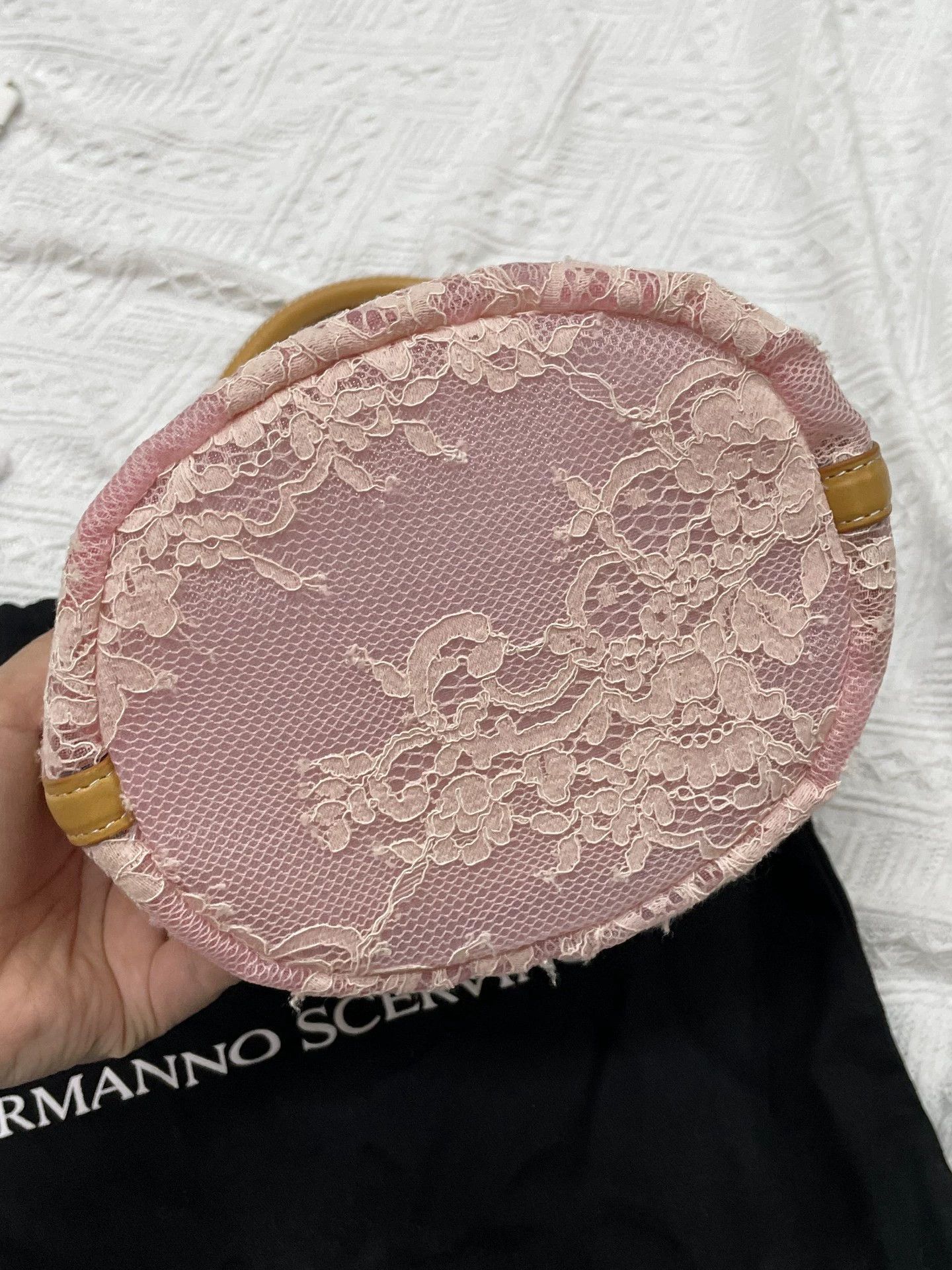 Ermanno Scervino ES Pastel Pink Chantilly Lace Bucket Bag Unused Dust Bag Size ONE SIZE - 3 Thumbnail