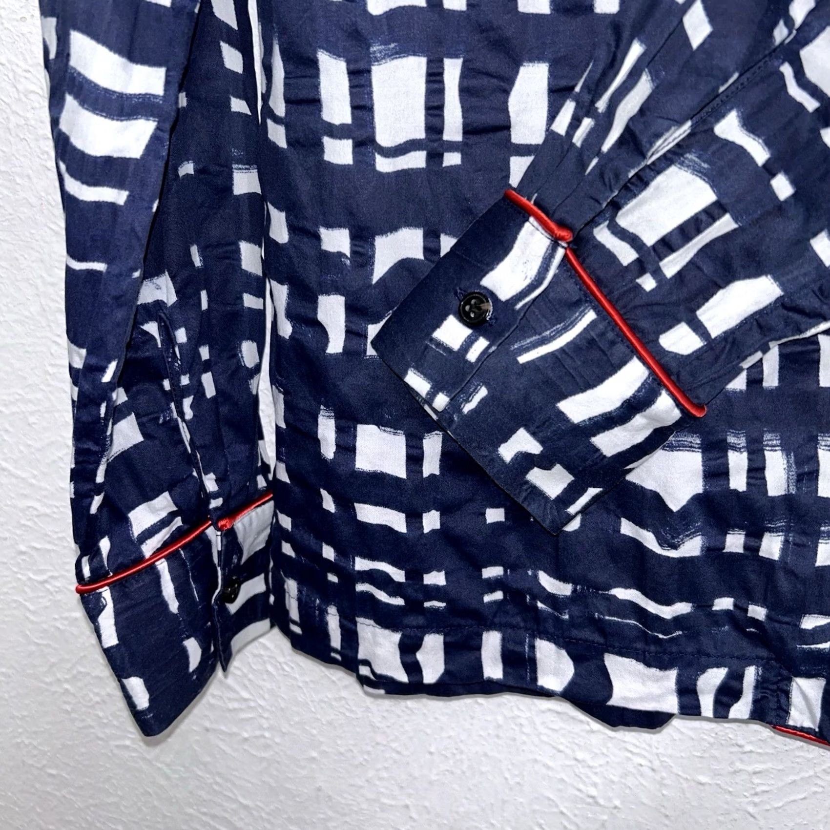 Rachel Comey Rachel Comey Button-Up Top Jacket Long Sleeve Women’s 4 Blue Art Pattern Knit 100% Cotton Casual Everyday Urban Fashion Modern NY Designer Womens Size S / US 4 / IT 40 - 6 Thumbnail