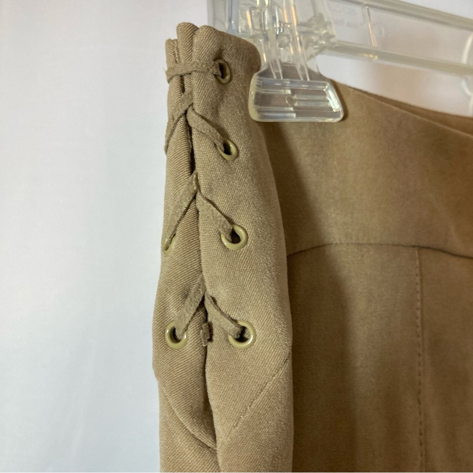 H&M H&M Hennes Faux Suede Tan Wide Leg Mid Rise Trousers Pants Size 34" / US 12 / IT 48 - 4 Thumbnail