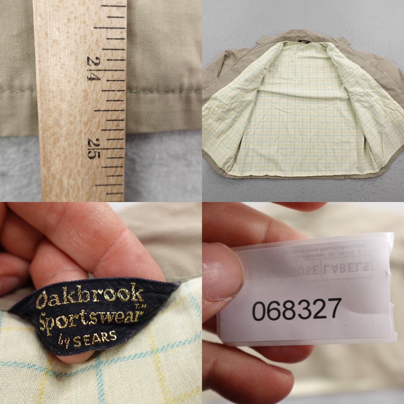 Sears VINTAGE Oakbrook Sportswear Jacket Mens XL Beige Bomber Talon Zipper Coat 60s Size US XL / EU 56 / 4 - 8 Thumbnail
