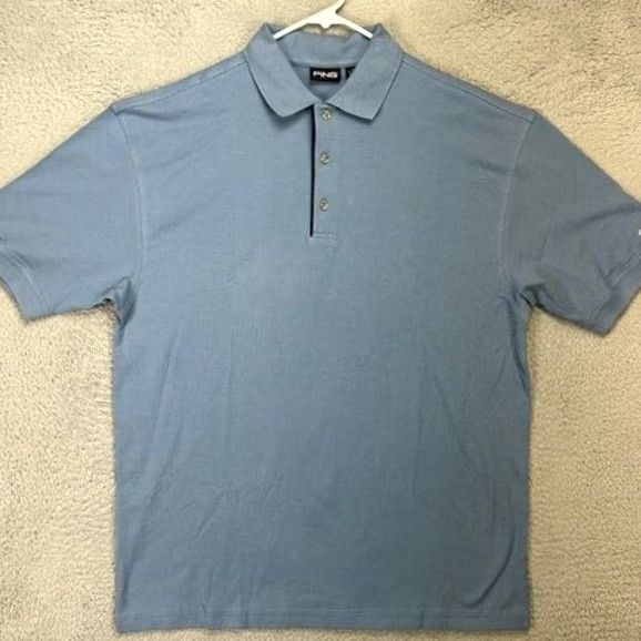 Vintage Ping Collection Golf Polo Shirt Mens Large Dusk Blue Rugby Athletic Solid Cotton Lycra Spandex Size US L / EU 52-54 / 3 - 2 Thumbnail