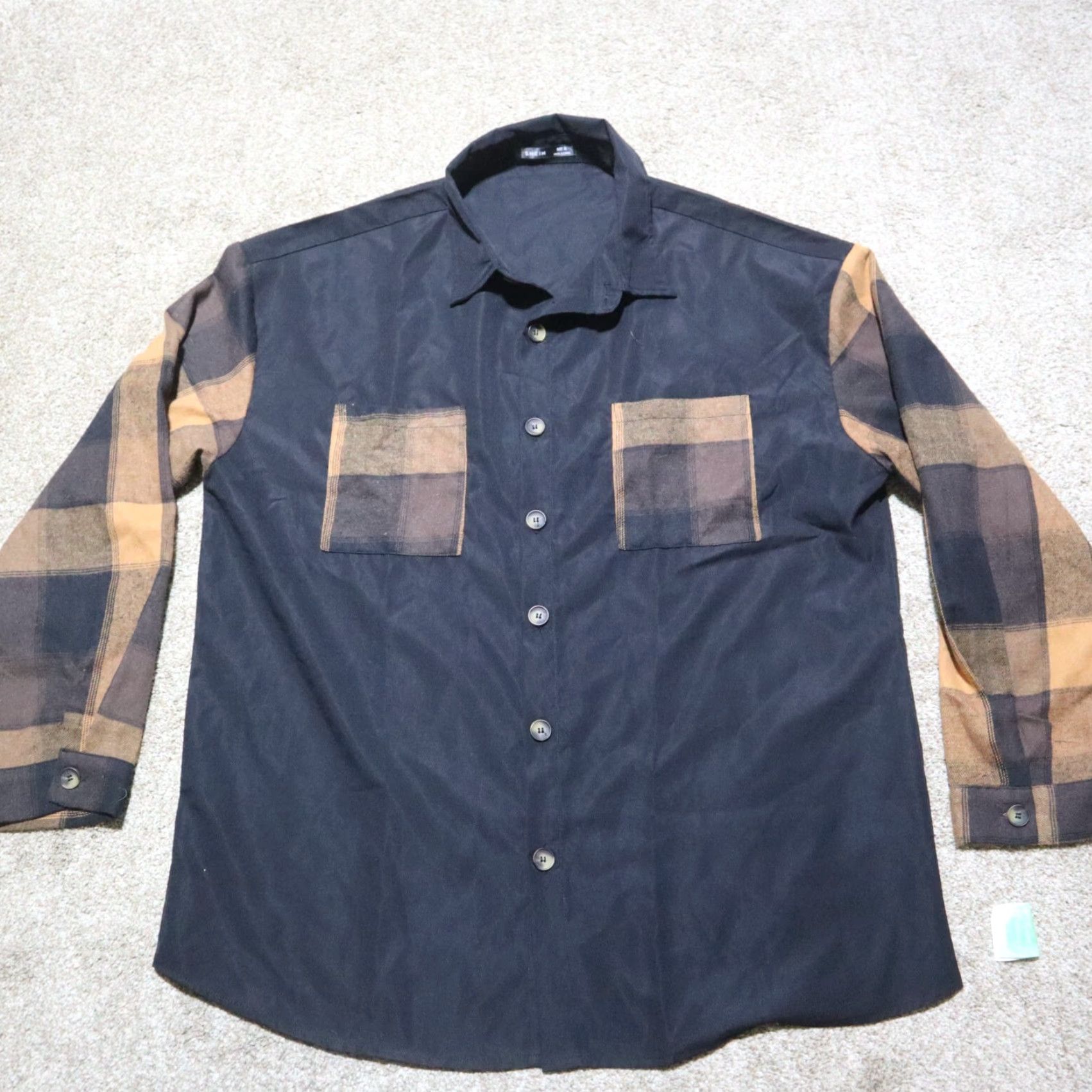 Shein VINTAGE Shein Shirt Men L Black Plaid Patch Pocket Button-Up Adult Large Size US L / EU 52-54 / 3 - 2 Thumbnail