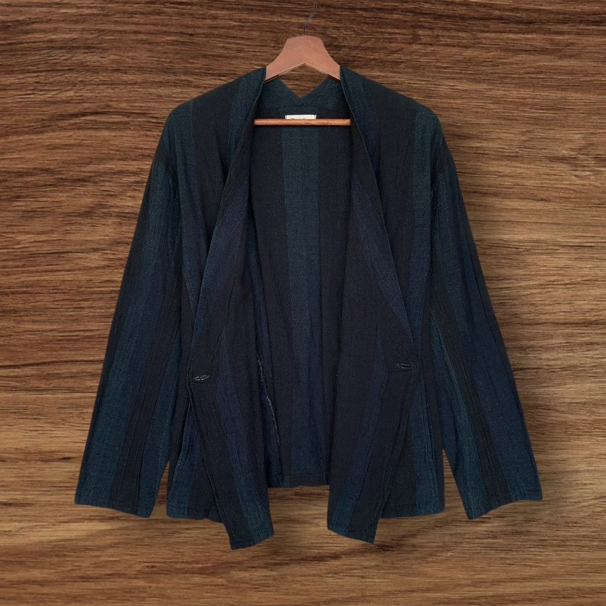 Issey Miyake ISSEY MIYAKE PLANTATION INDIGO MINIMALIST STRIPED COAT Size US M / EU 48-50 / 2 - 2 Thumbnail