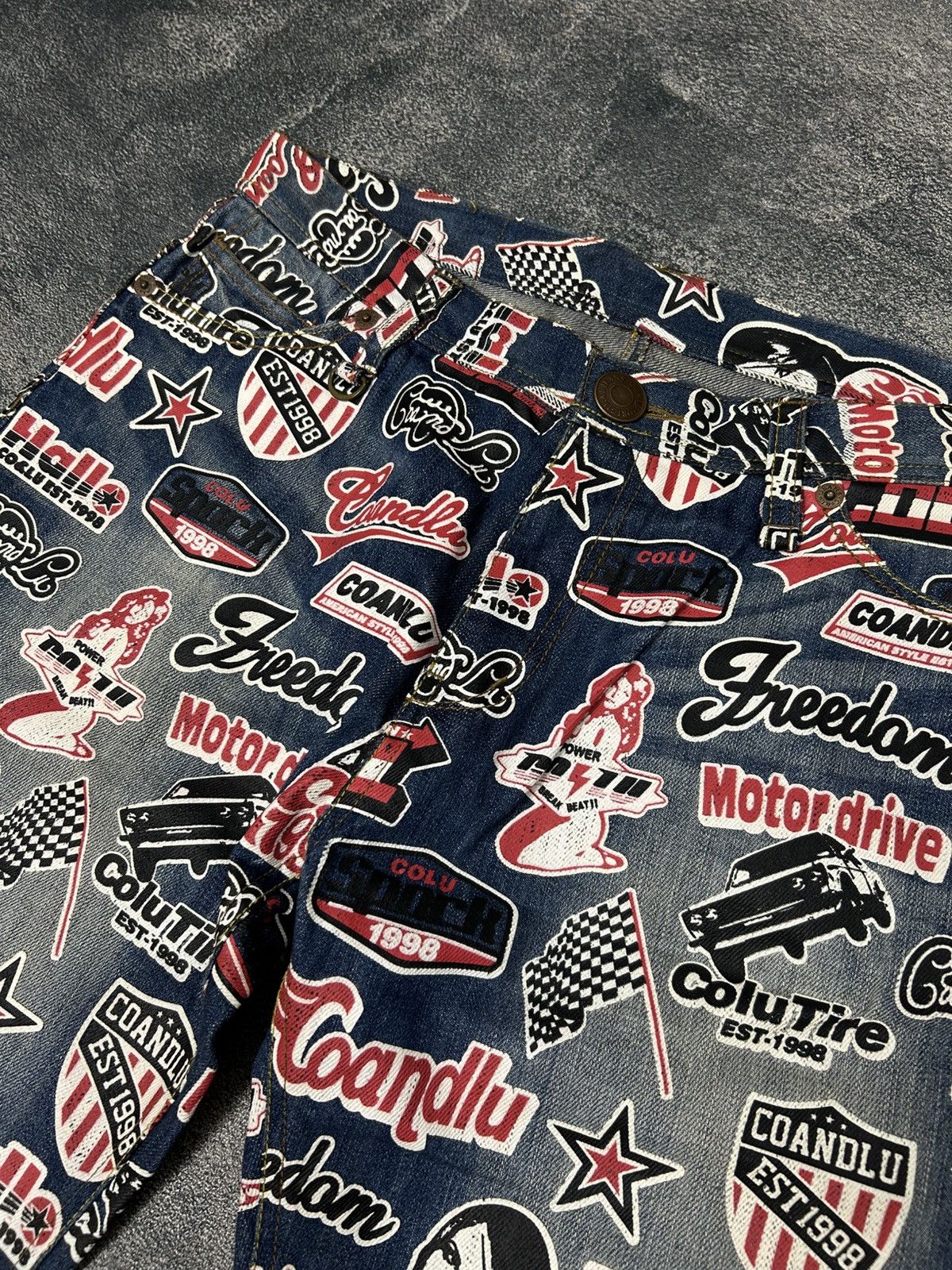 Japanese Brand Y2K CO&LU Hysteric Glamour style Denim Full Print Size US 33 - 5 Thumbnail