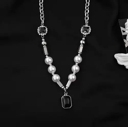 Vintage Stone Necklace Casual Chain Jewelry Classic Imitation Pearl Size ONE SIZE - 2 Thumbnail
