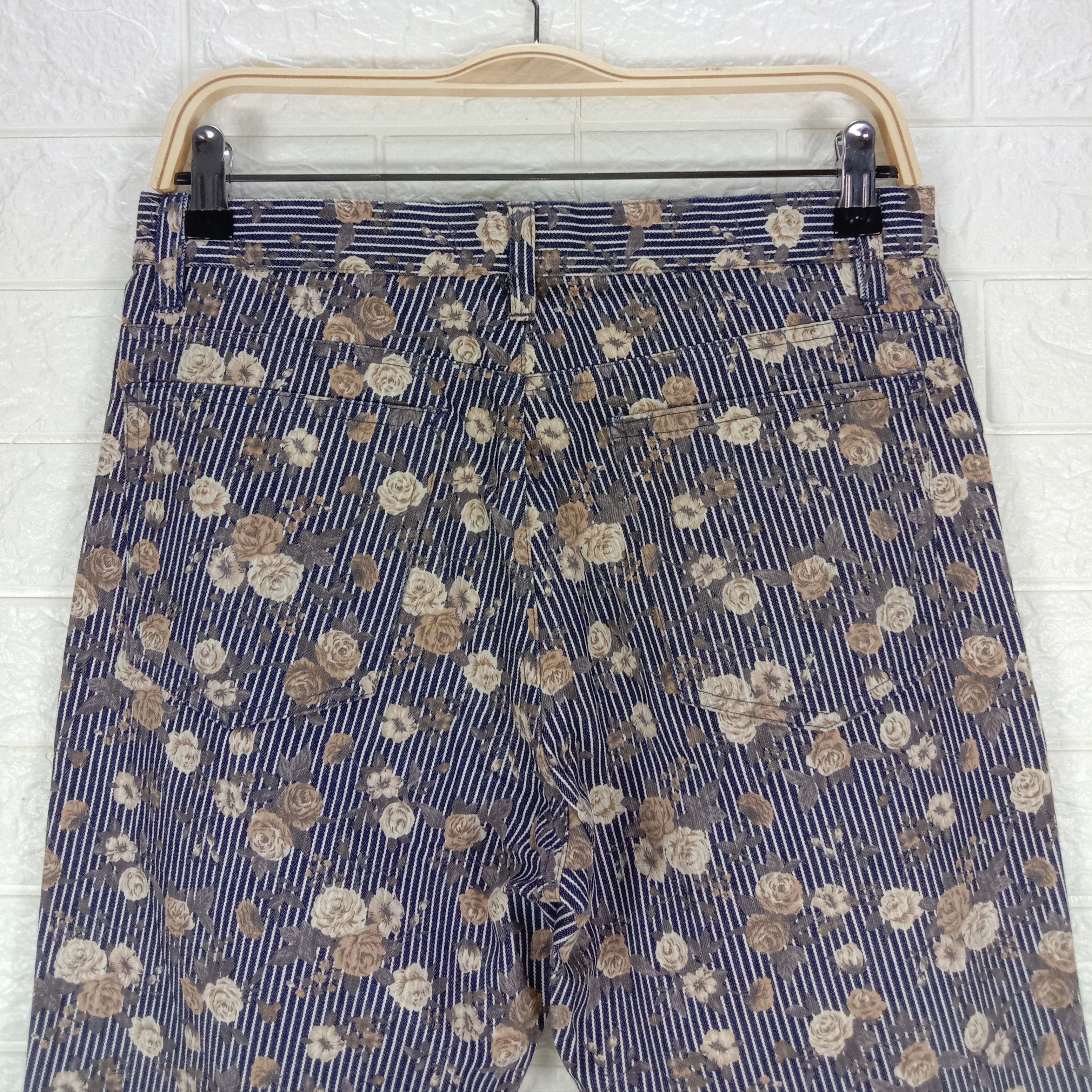 Japanese Brand Vintage Japanese Art Striped Full Printed Floral Flare Jeans Size US 30 / EU 46 - 6 Thumbnail