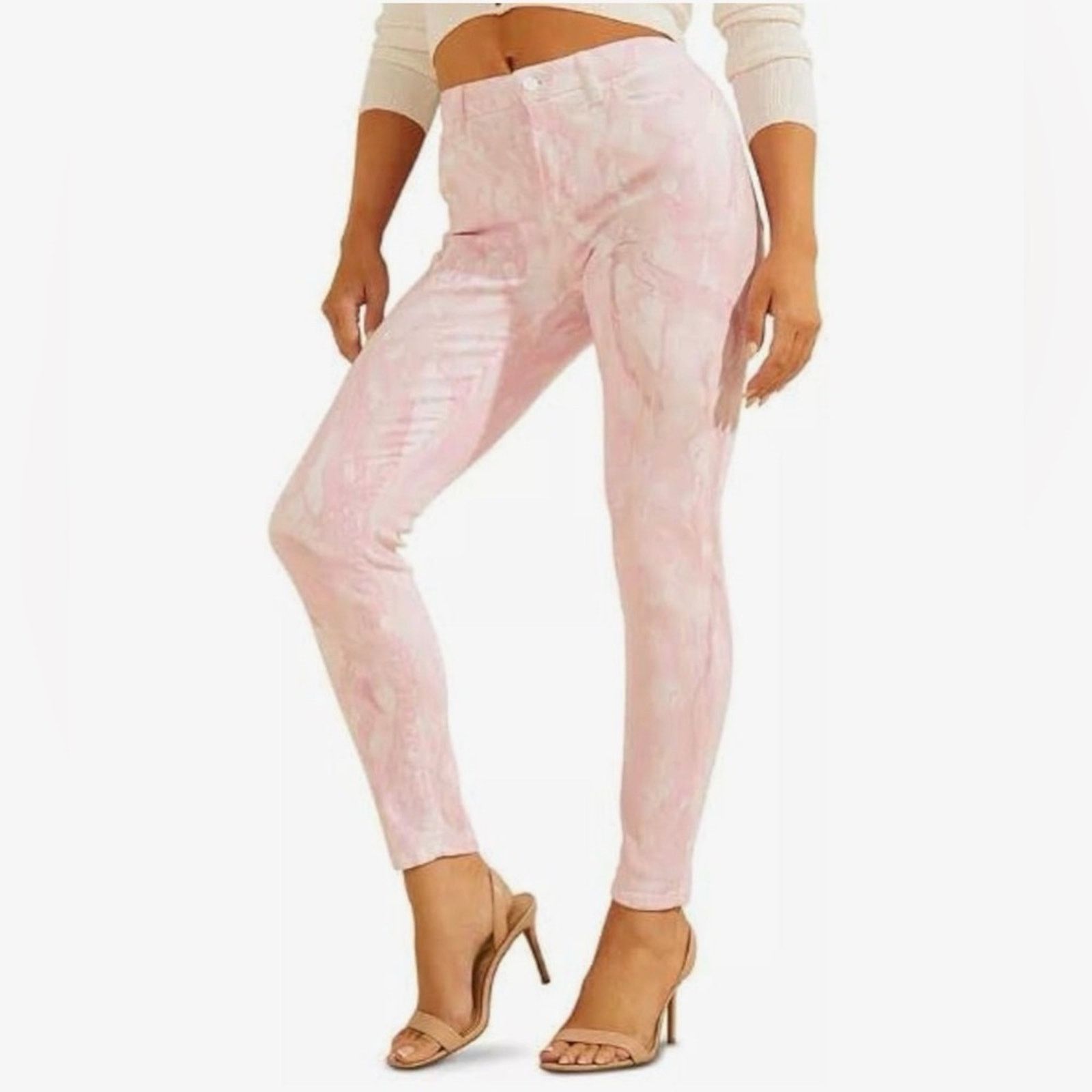 Guess Guess 1981 Y2K Pink Tie-Dye Marble High Rise Jeans size 23 Size 23" - 1 Thumbnail