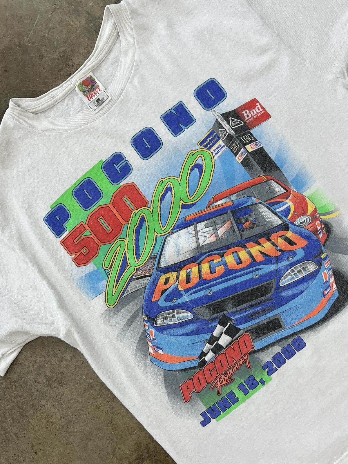 NASCAR × Vintage Vintage 2000 NASCAR Pocono Racing Tee Large Size US XL / EU 56 / 4 - 1 Thumbnail