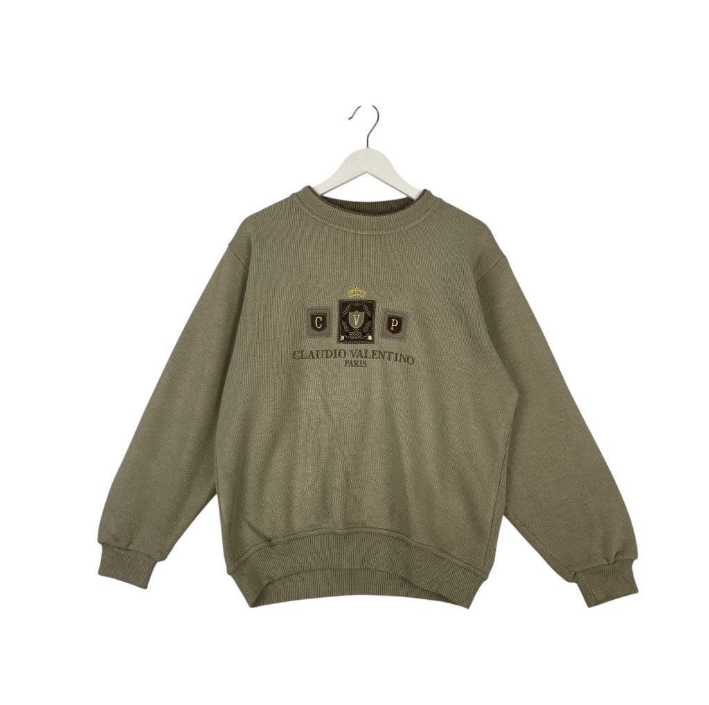 Designer × Vintage vintage Hoodie/sweater Claudio Valentino Big Logo Size US L / EU 52-54 / 3 - 1 Thumbnail