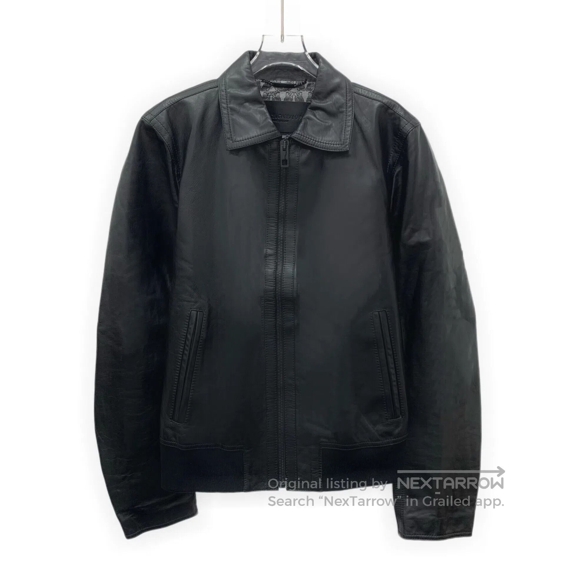 Dolce & Gabbana Dolce Gabbana Black Leather Collar Zip Up Single Breasted Size US L / EU 52-54 / 3 - 1 Thumbnail