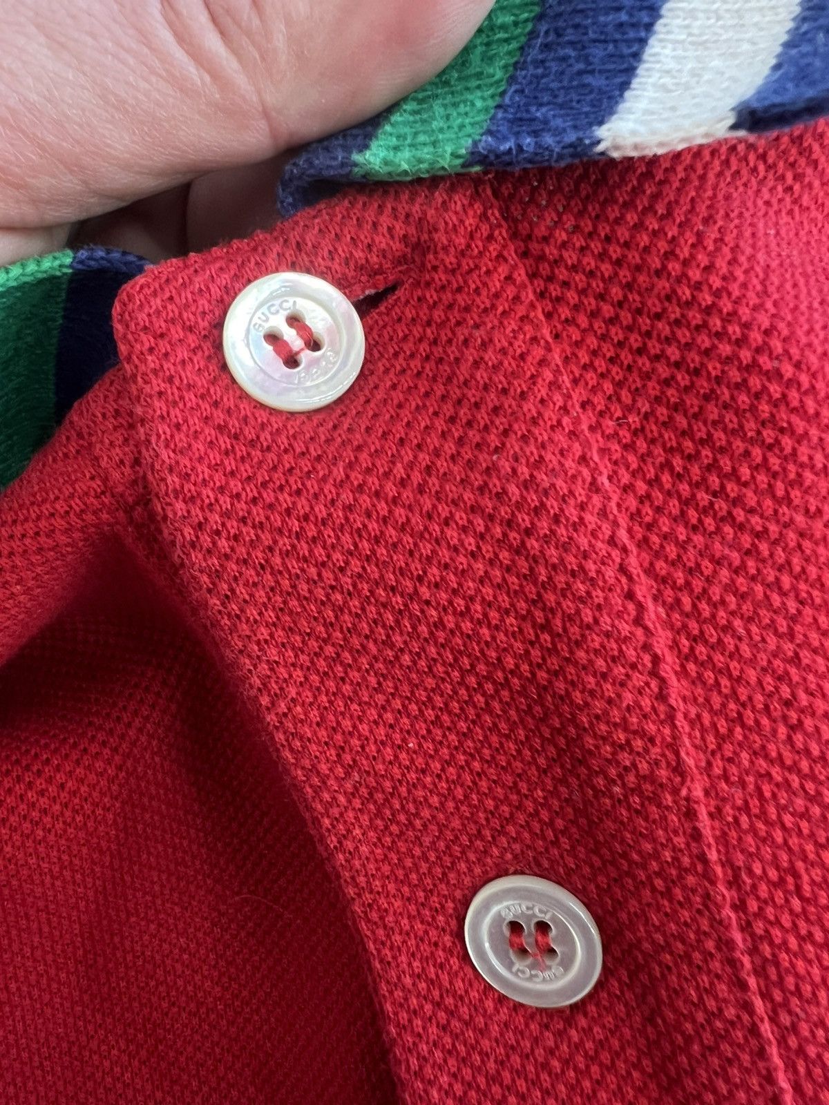 Gucci Gucci Red Cotton Pique Contrast Detail Polo T-Shirt M Size US M / EU 48-50 / 2 - 5 Thumbnail