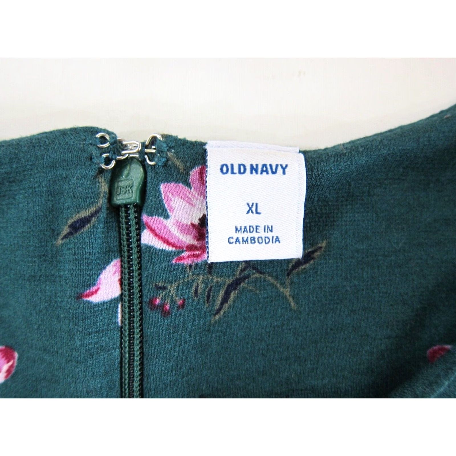 Old Navy VINTAGE Old Navy Green Pink Floral Stretch Long Sleeve Tunic Sheath Shift Dress XL Size XL / US 12-14 / IT 48-50 - 4 Thumbnail