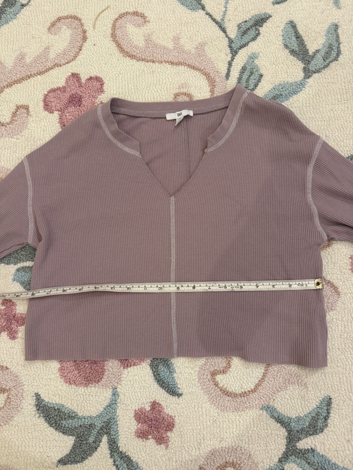 BP. Waffle Knit Mauve Long Sleeve Crop Top Y2K Cozy Aesthetic Size XS / US 0-2 / IT 36-38 - 7 Thumbnail