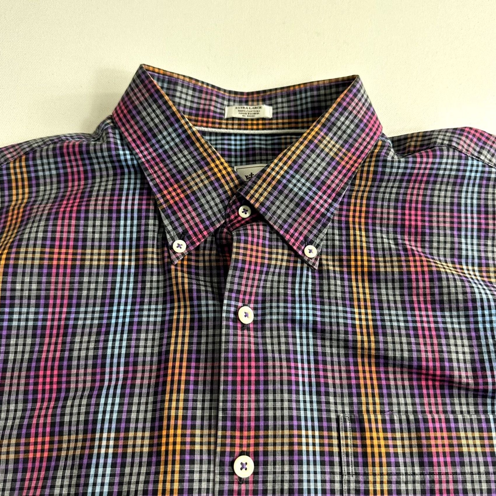 Peter Millar Peter Millar Button-Down Shirt Longsleeve Men Black Checkered Purple Orange XL Size US M / EU 48-50 / 2 - 5 Thumbnail