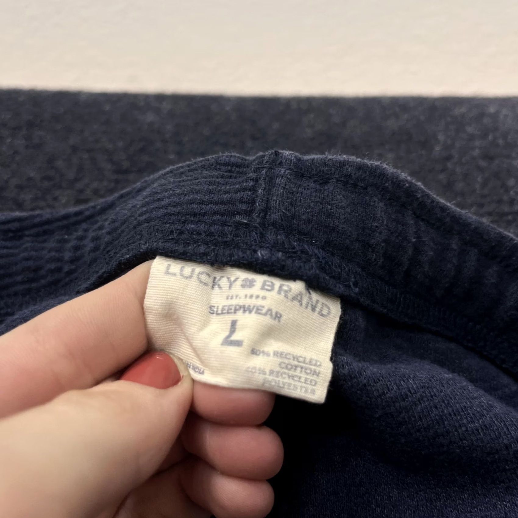 Lucky Brand Lucky Brand Pajama Pants Mens L Blue Knit Sleep Lounge Drawstring Button Fly Size US 33 - 3 Thumbnail