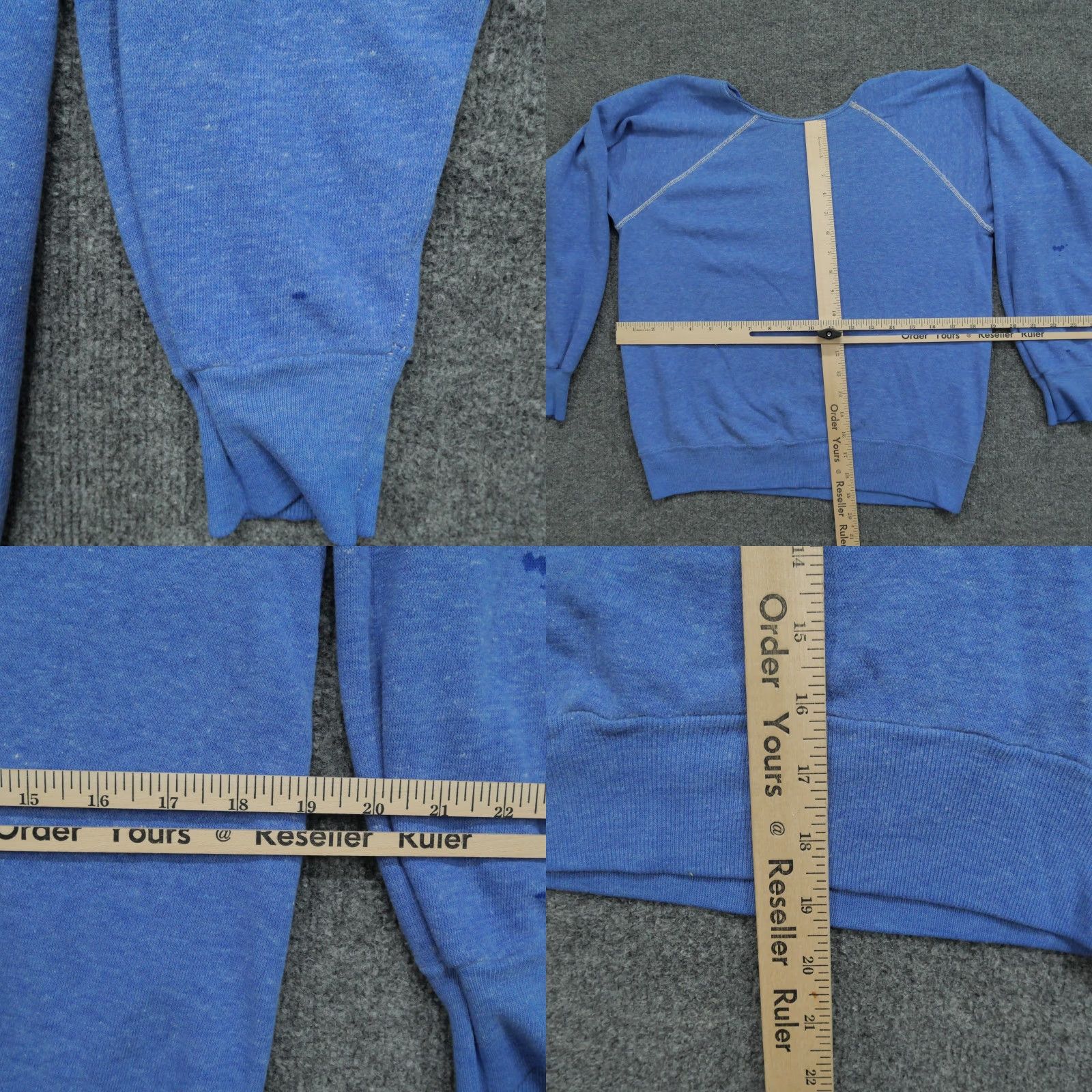 Vintage VINTAGE Sweatshirt Womens M Blue Raglan 60s 90s Pullover Crew Neck Cotton Blend Fleece Size M / US 6-8 / IT 42-44 - 8 Thumbnail