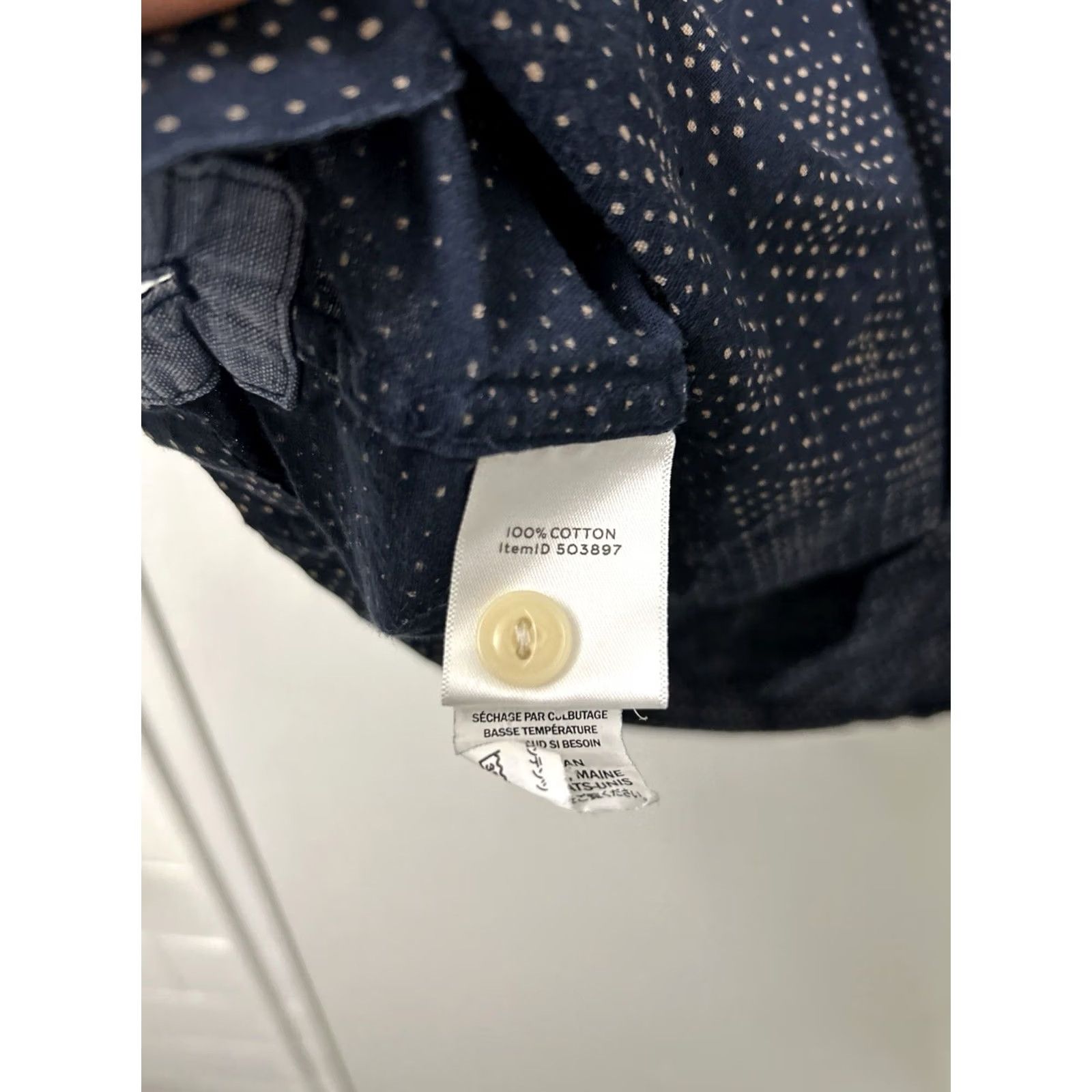 Vintage LL Bean Shirt Mens L Navy Blue Geometric Slim Fit Button-Down Short Sleeve Casual City Classic Size US L / EU 52-54 / 3 - 7 Thumbnail