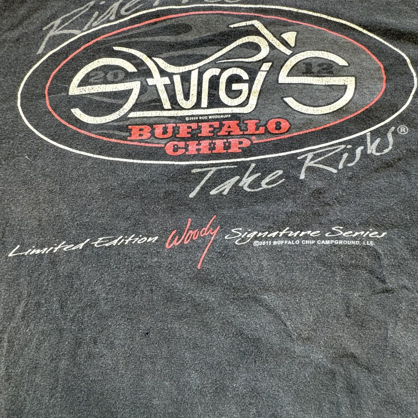 Vintage VINTAGE Hot Leathers Motorcycle T-Shirt Mens Large Black Graphic Print 2011 Sturgis Buffalo Chip Biker Signature Series Size US L / EU 52-54 / 3 - 3 Thumbnail