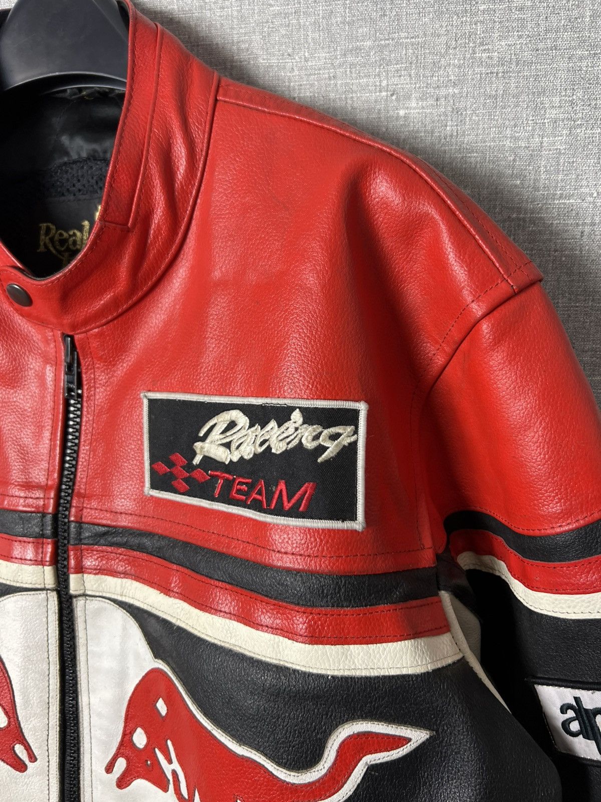 Genuine Leather × Red Bull × Vintage REAL BULL Racing Leather Jacket Biker Alpinestars Michelin Size US L / EU 52-54 / 3 - 4 Thumbnail