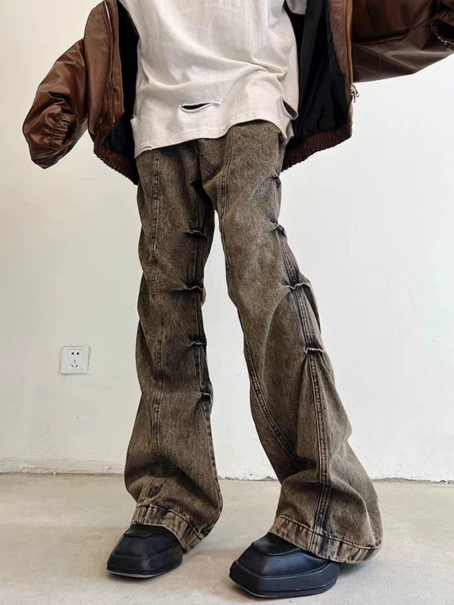 Washed And Made Of Old Structural Lines With Micro Flared Jeans main image 0