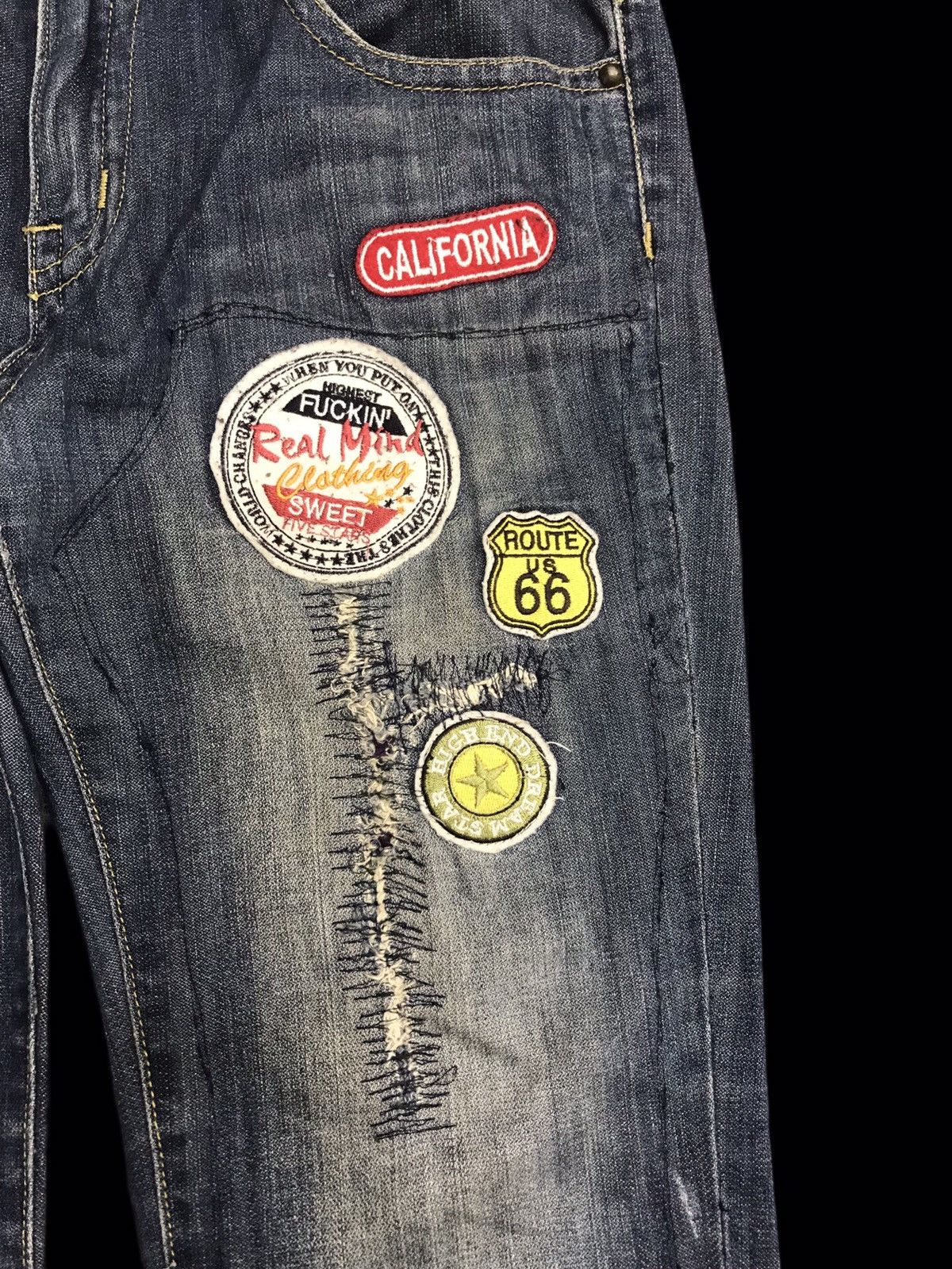 💥FLARE💥REAL MIND Patches Style Light Flare Denim F59