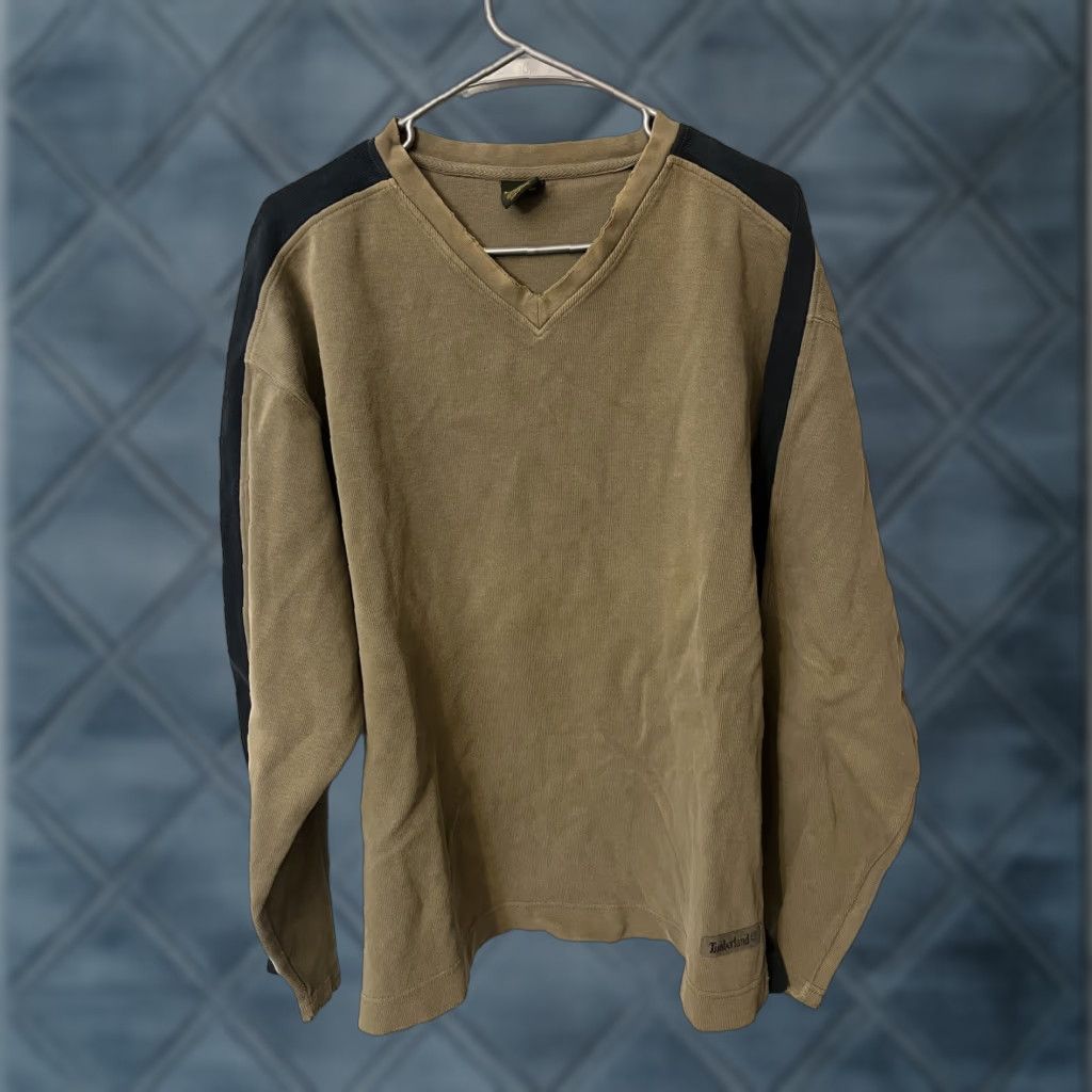 Timberland VINTAGE Timberland Weathergear Mens XL Brown V-Neck Sweater Pullover Distressed Size US XL / EU 56 / 4 - 1 Thumbnail