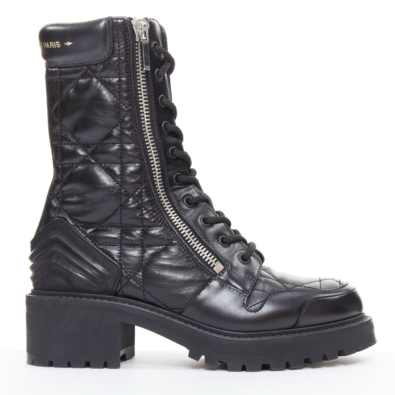 Dior CHRISTIAN DIOR D-Leader black cannage quilted combat boots EU38 Size US 8 / IT 38 - 1 Thumbnail