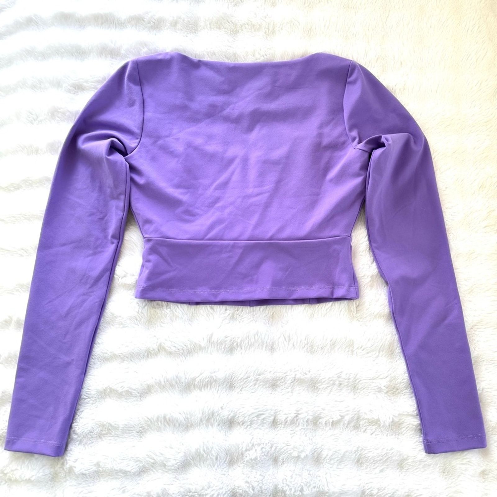 Susana Monaco NWT SUSANA MONACO Purple Long Sleeve Women's Crop Top Size S Size S / US 4 / IT 40 - 7 Thumbnail