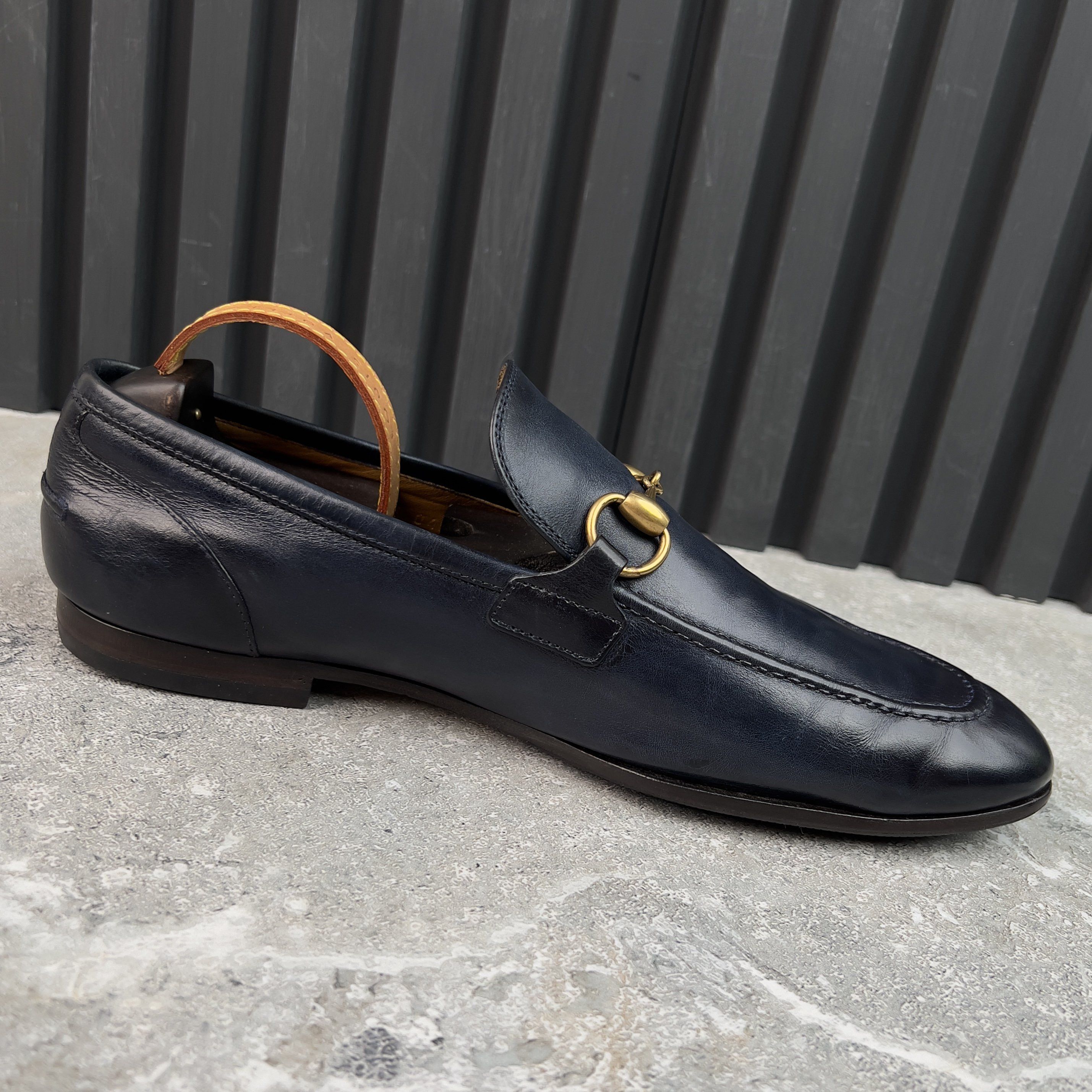Gucci Jordaan Horsebit Loafers Blue Patina Leather Size US 8 / EU 41 - 6 Thumbnail