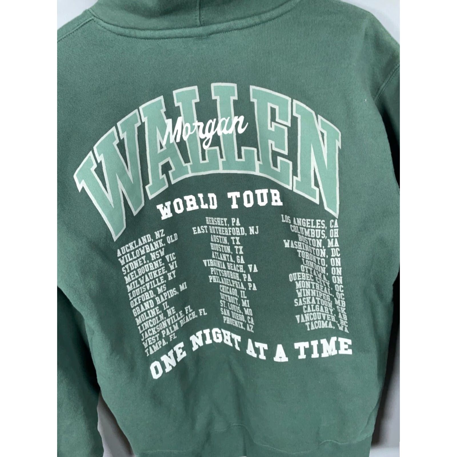 Vintage Morgan Wallen One Night at a Time Tour Hoodie Adult Medium Green Cotton Fleece Mens Size US M / EU 48-50 / 2 - 4 Thumbnail