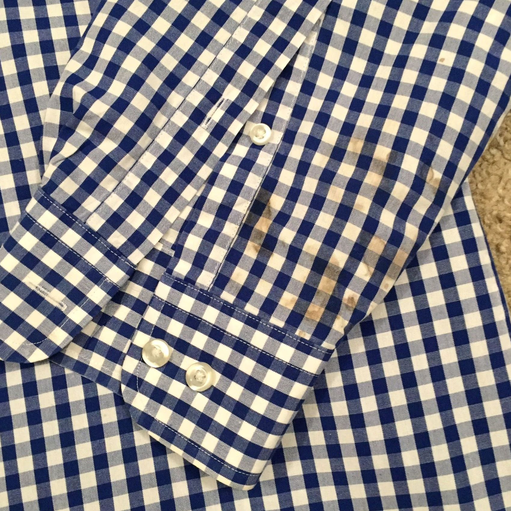 Lands' End Lands' End Shirt Mens 17 Blue Plaid Long Sleeve Button Up Size US XL / EU 56 / 4 - 5 Thumbnail