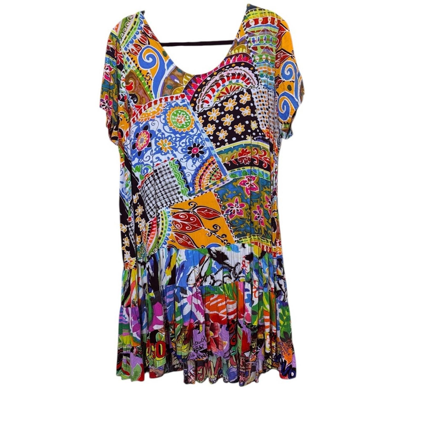 Jams World Jams World Vintage Hattie Babydoll Boho Patch Mini Dress Size XL / US 12-14 / IT 48-50 - 1 Thumbnail
