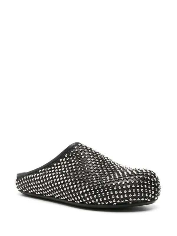 Marni o1w1db11225 Rhinestone-Embellished Leather Slippers in Black Size US 8 / EU 41 - 2 Thumbnail