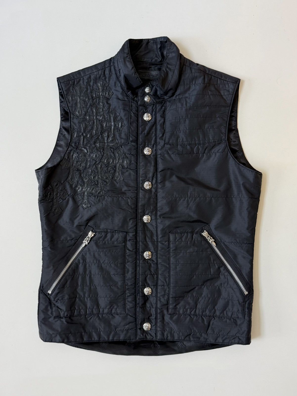 Chrome Hearts Chrome Hearts Leather Cross Nylon Vest | Grailed