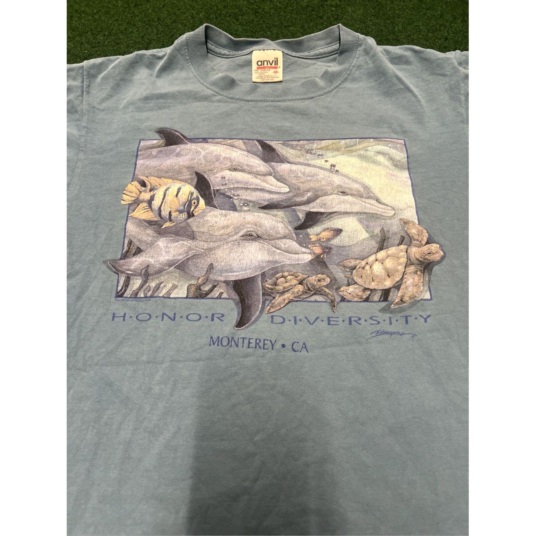 Vintage Vintage Monterey California Size Medium Honor Diversity Whales Fish Turtles Blue Size US M / EU 48-50 / 2 - 2 Thumbnail