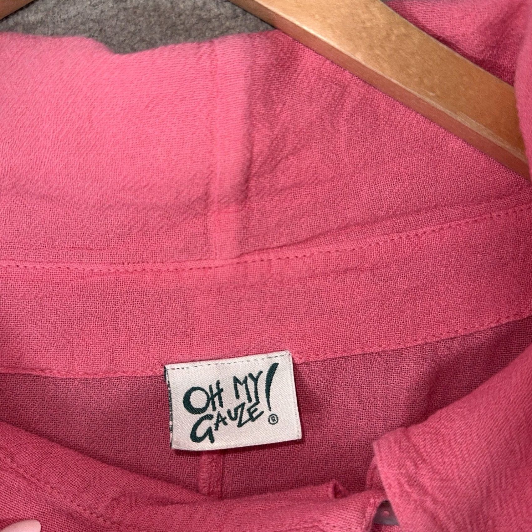 Pinko Oh My Gauze! Button-Front Pink Crop Cardie One Size Short Sleeve Boho Relaxed Cotton Tie-Front? Size ONE SIZE - 2 Thumbnail