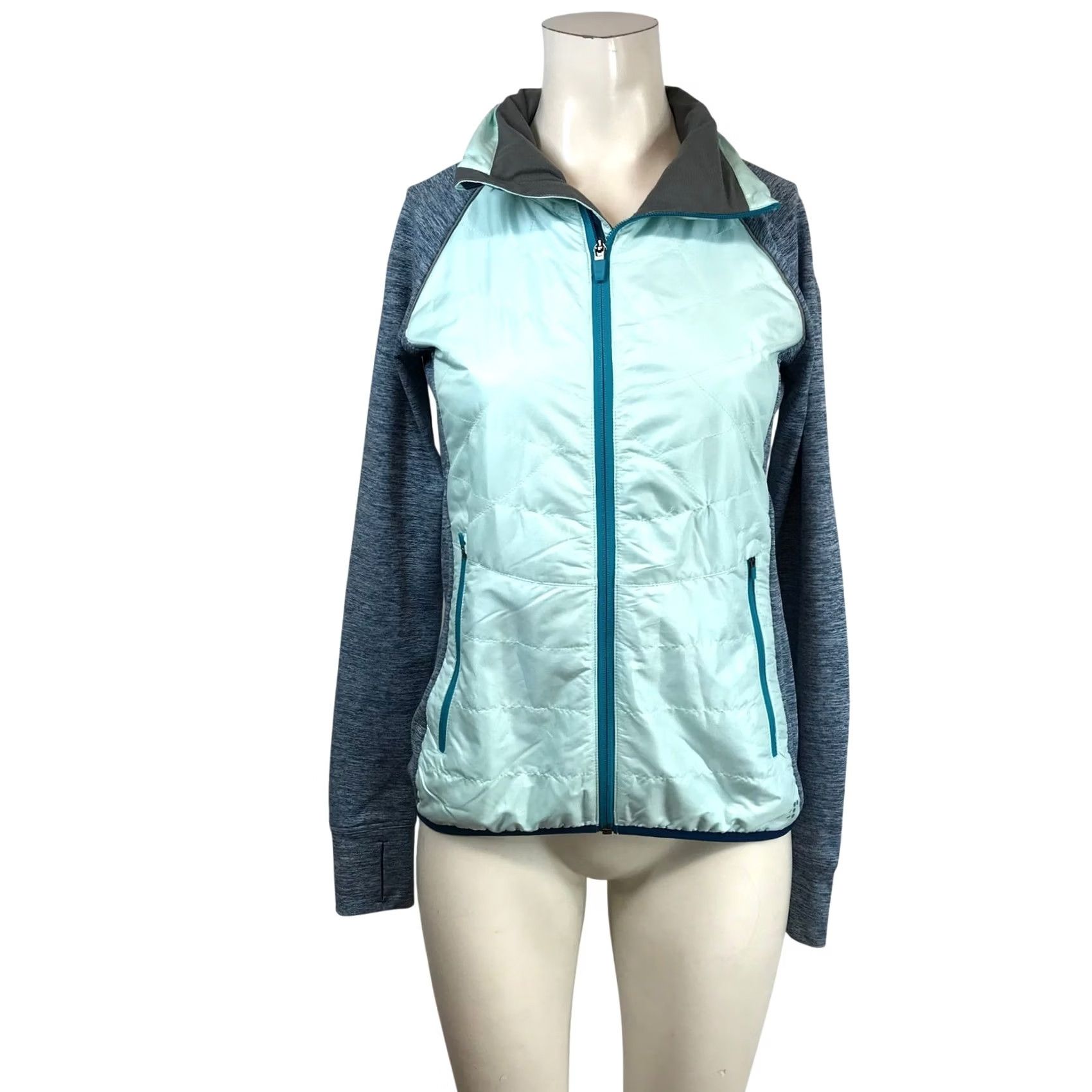 Vintage Title Nine Jacket XS Mint Blue Space Dye Hybrid Quilted Insulated Full Zip Women Size XS / US 0-2 / IT 36-38 - 2 Thumbnail