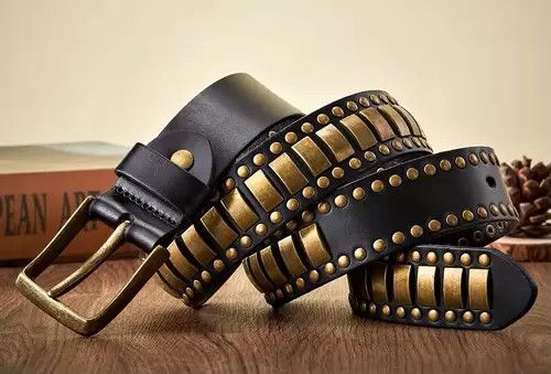 Genuine Leather Horiuchi x Shi 115 cm Rivet Studded Belt Size ONE SIZE - 2 Thumbnail
